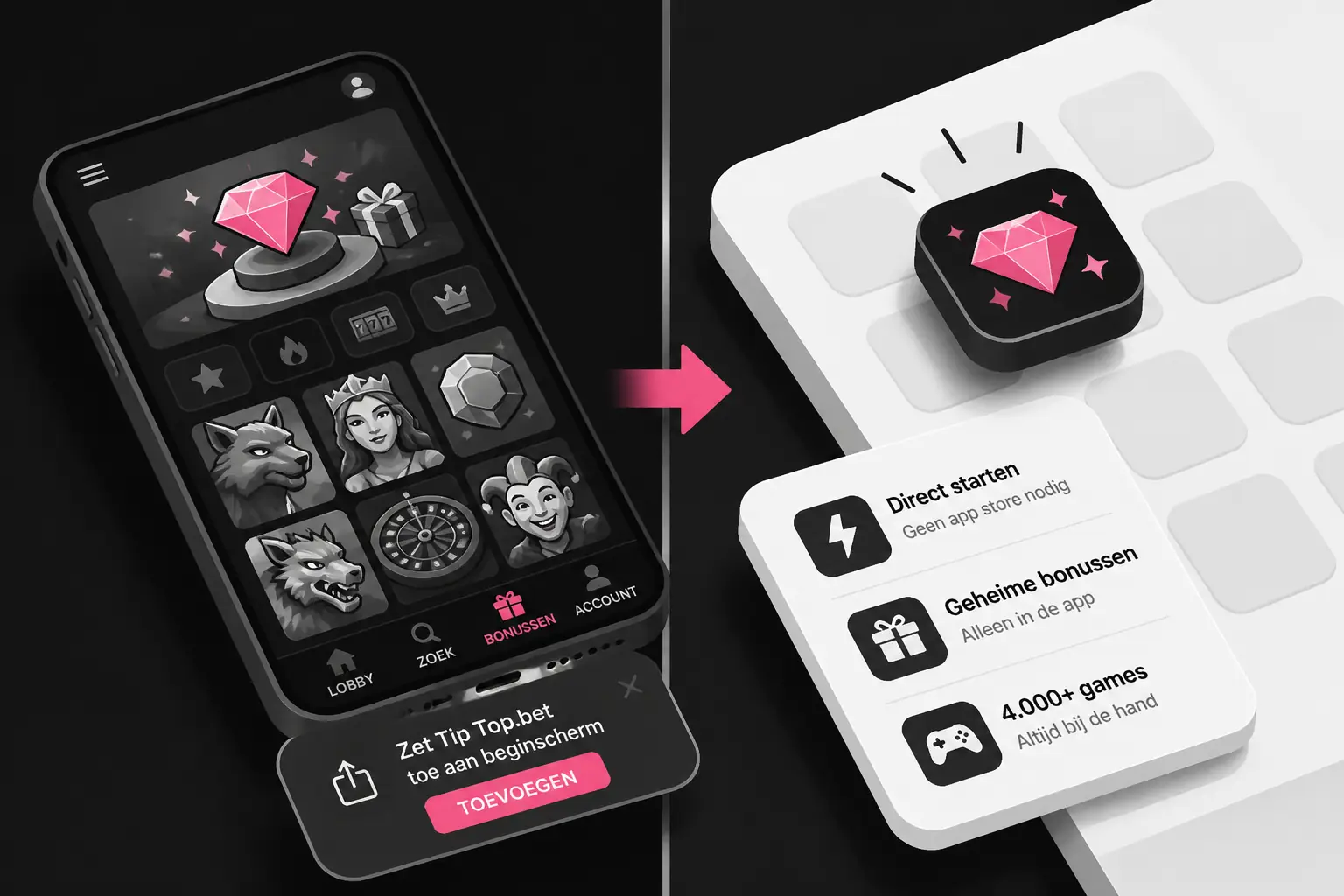 Tip-Top.bet Mobiele App: PWA met Geheime Bonussen visual guide for Tip-Top.bet Casino